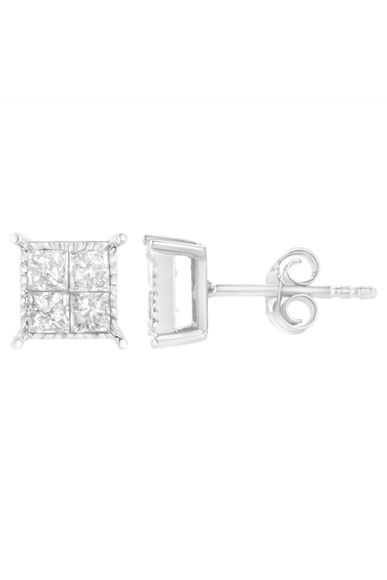 Square Earrings with Princess Cut Diamond